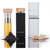 Los mejores  - Infusor de té y fruta de cristal tipo botella de agua- sin plástico ni BPA- portátil y recargable- 450 ml- con filtro…
